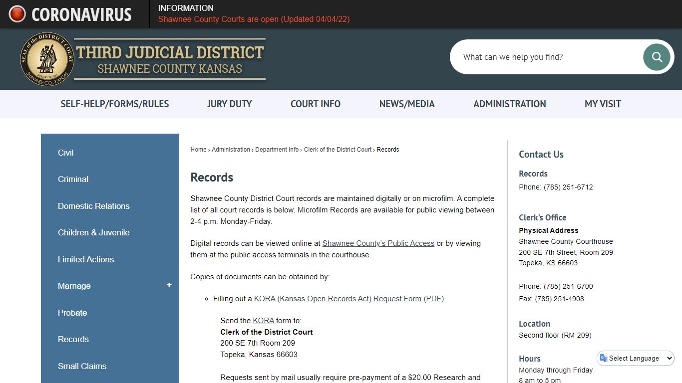 Records | Third Judicial District, KS - Official Website