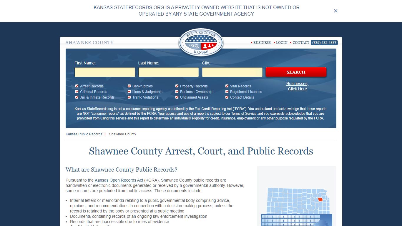 Shawnee County Arrest, Court, and Public Records