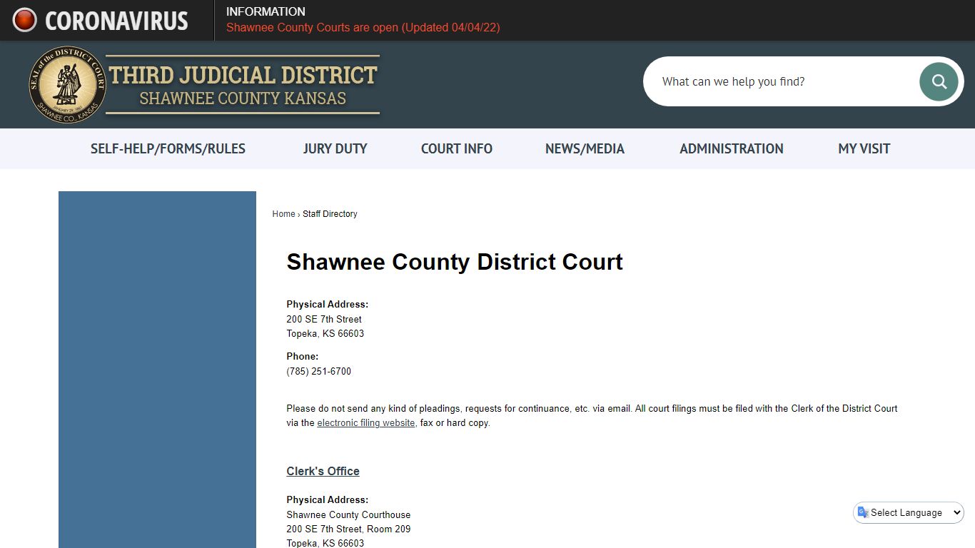 Staff Directory • Third Judicial District, KS • CivicEngage